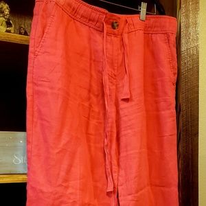 Coral linen pants
